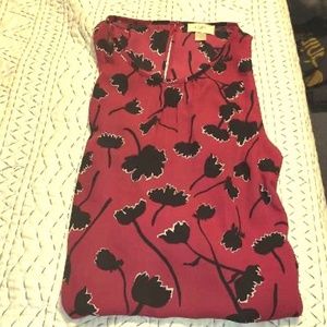 Loft floral pink black shell tank sz L